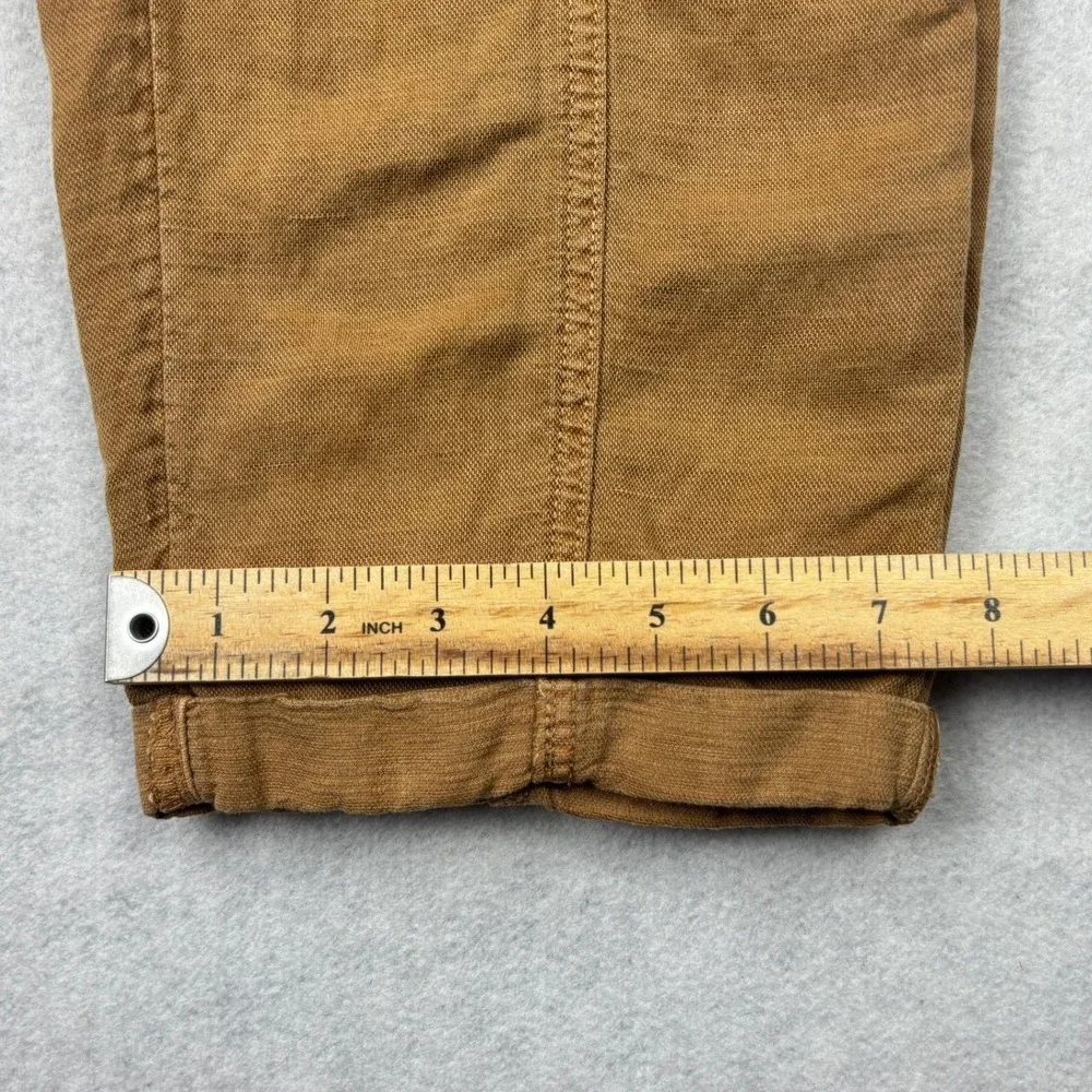 CC California Womens Large Brown Linen Blend Elastic Waist Tapered Ankle Pants
